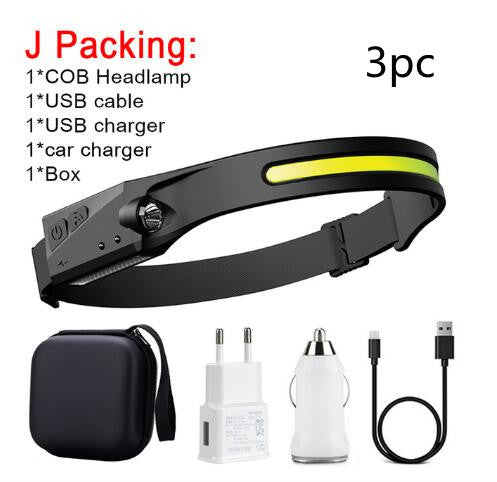USB Rechargeable Waterproof COB LED Camping Headlamp